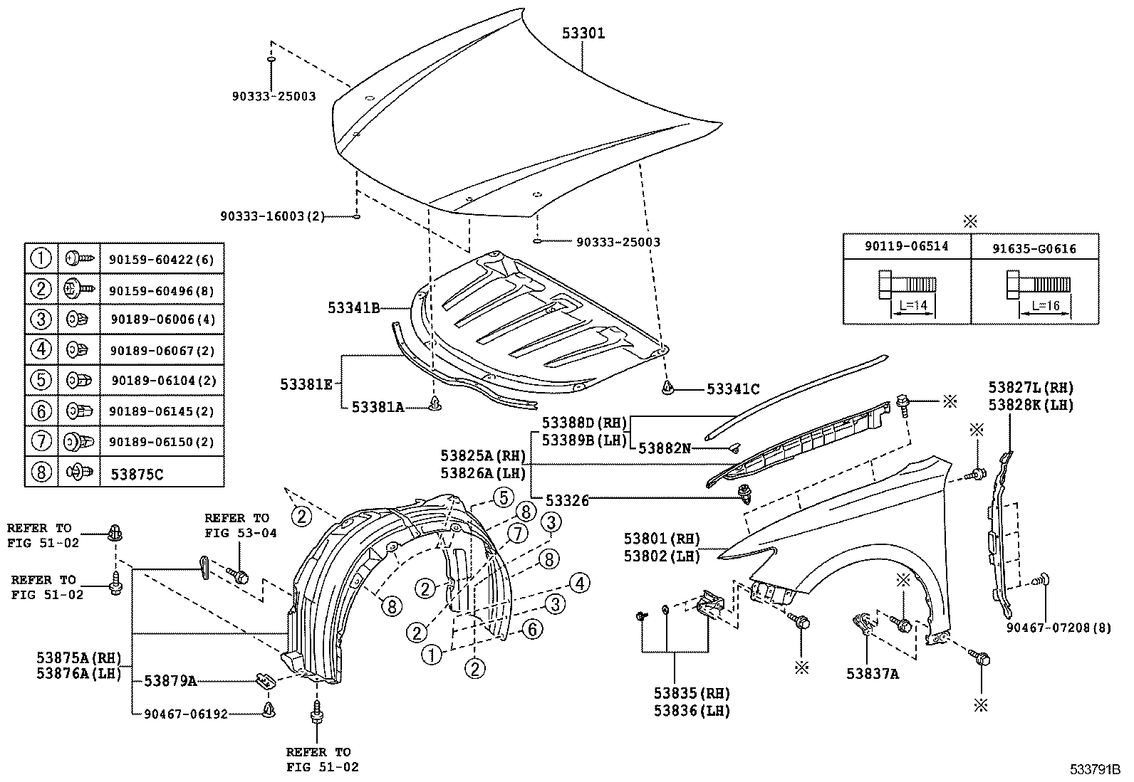  ES250 350 300H |  HOOD FRONT FENDER