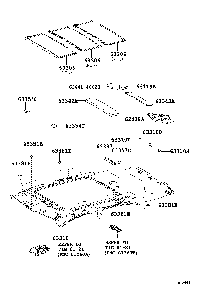  RX270 350 450H |  ROOF HEADLINING SILENCER PAD