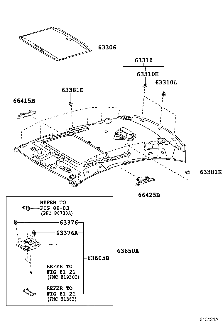  ES250 350 300H |  ROOF HEADLINING SILENCER PAD