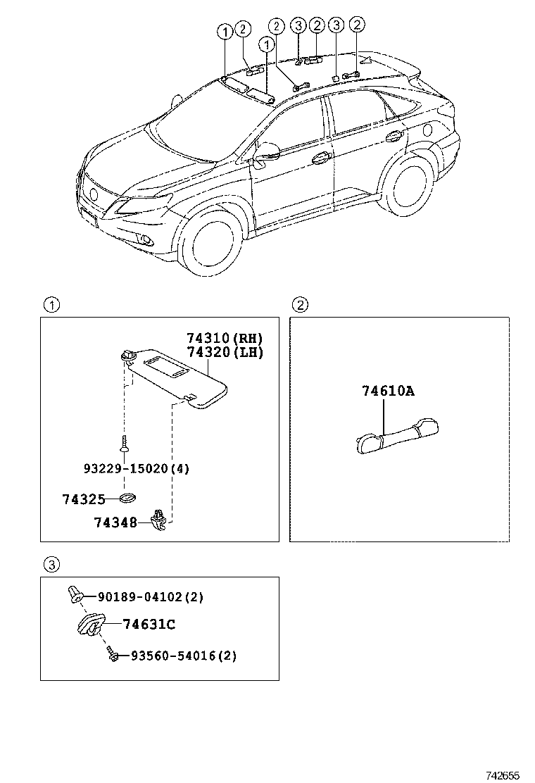  RX270 350 450H |  ARMREST VISOR