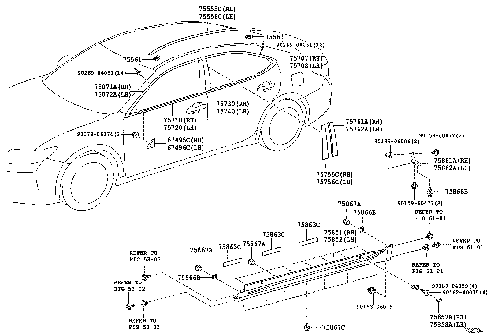  ES250 350 300H |  SIDE MOULDING