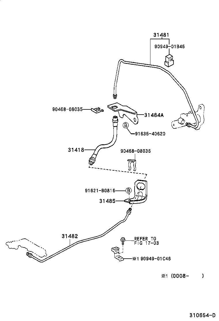  YARIS ECHO VERSO |  CLUTCH PEDAL FLEXIBLE HOSE