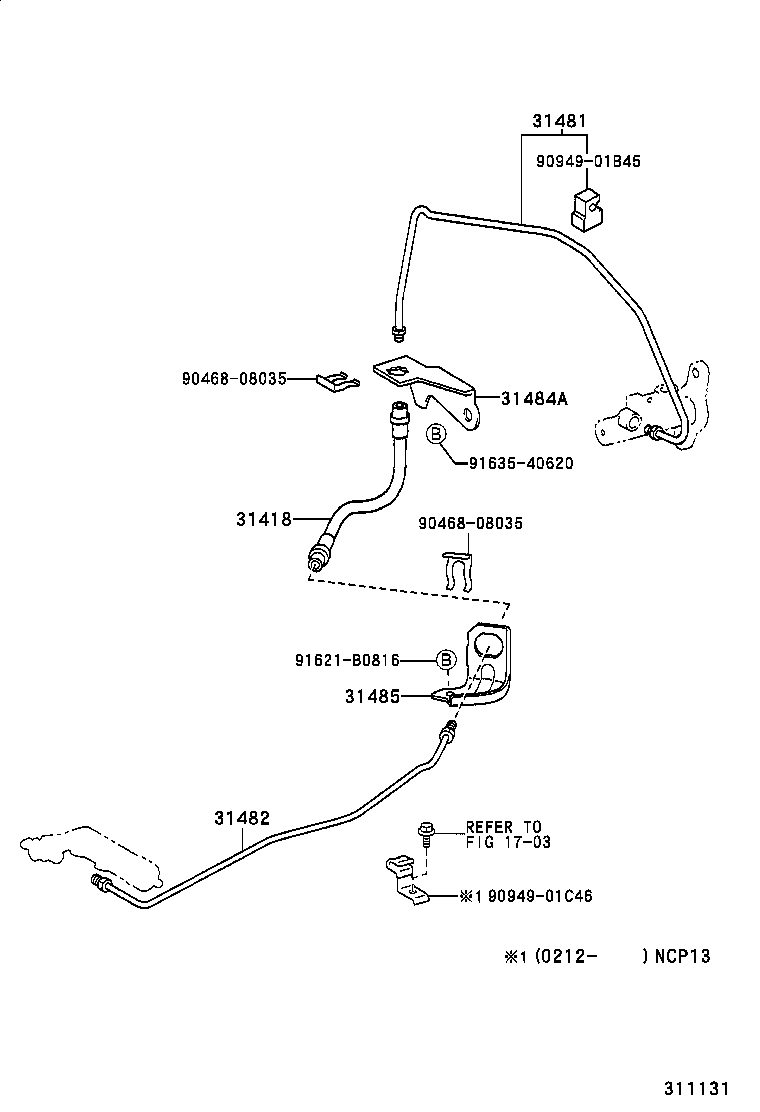  YARIS |  CLUTCH PEDAL FLEXIBLE HOSE