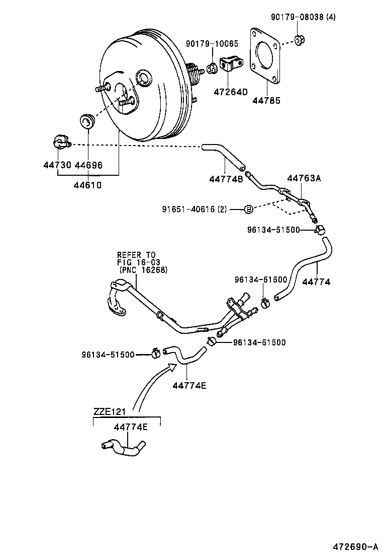  COROLLA VERSO |  BRAKE BOOSTER VACUUM TUBE