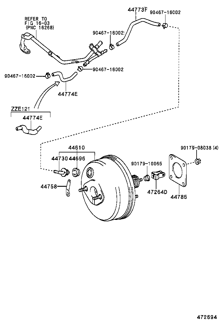  COROLLA VERSO |  BRAKE BOOSTER VACUUM TUBE