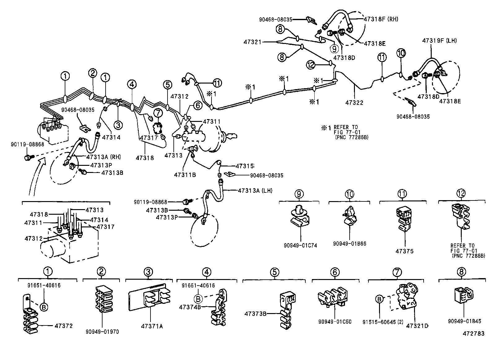 TOYOTA COROLLACDE120LAWMNYW POWERTRAINCHASSIS BRAKE TUBE CLAMP