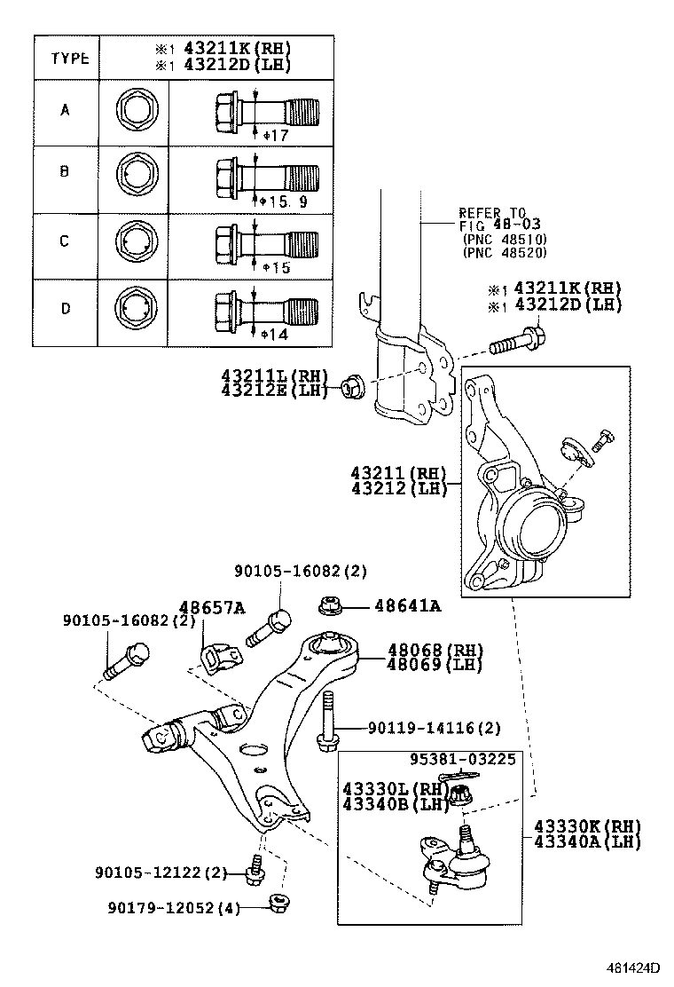  CAMRY |  FRONT AXLE ARM STEERING KNUCKLE