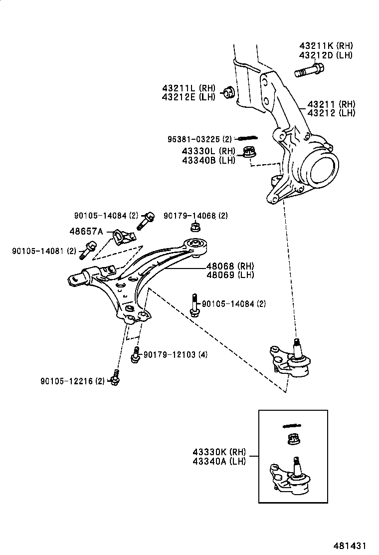  CAMRY |  FRONT AXLE ARM STEERING KNUCKLE