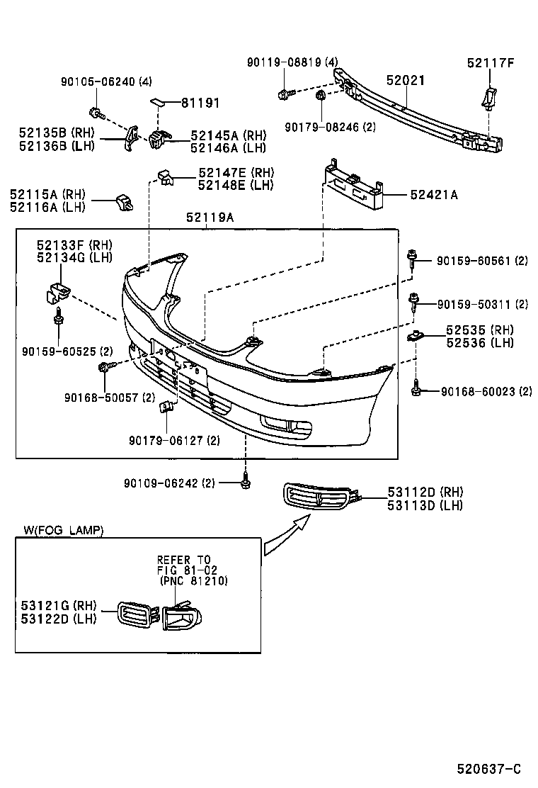  AVENSIS |  FRONT BUMPER BUMPER STAY