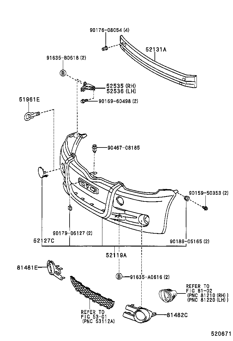  YARIS |  FRONT BUMPER BUMPER STAY