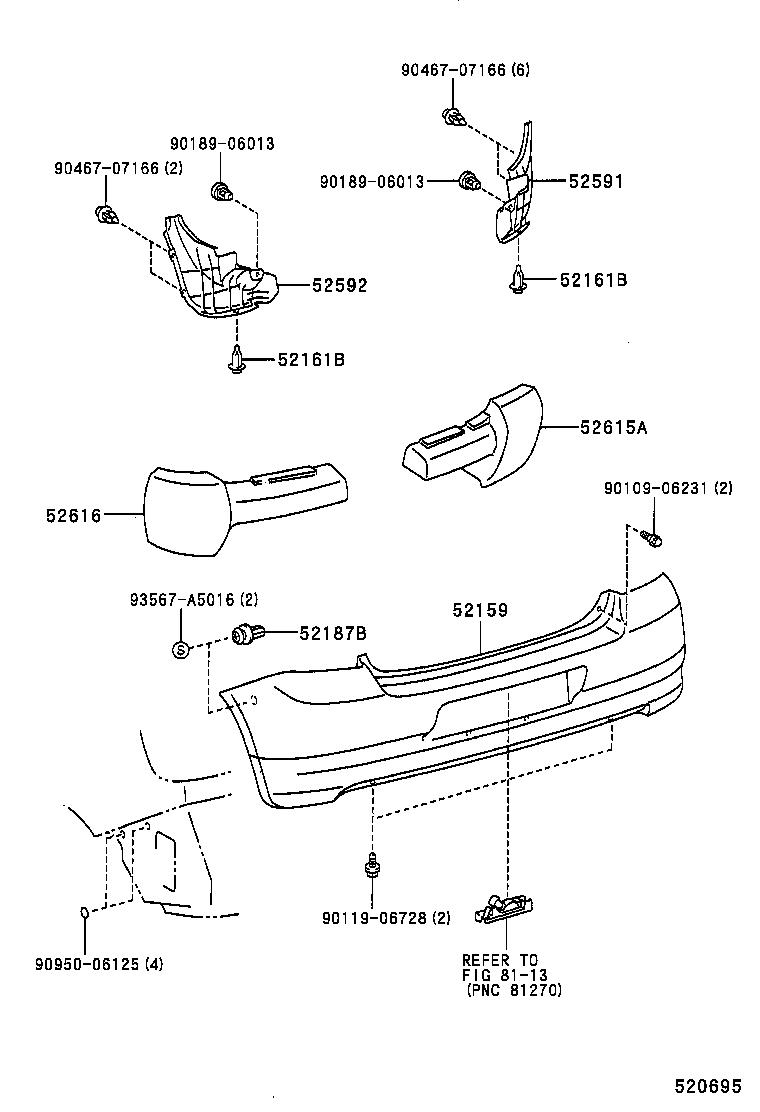  YARIS |  REAR BUMPER BUMPER STAY