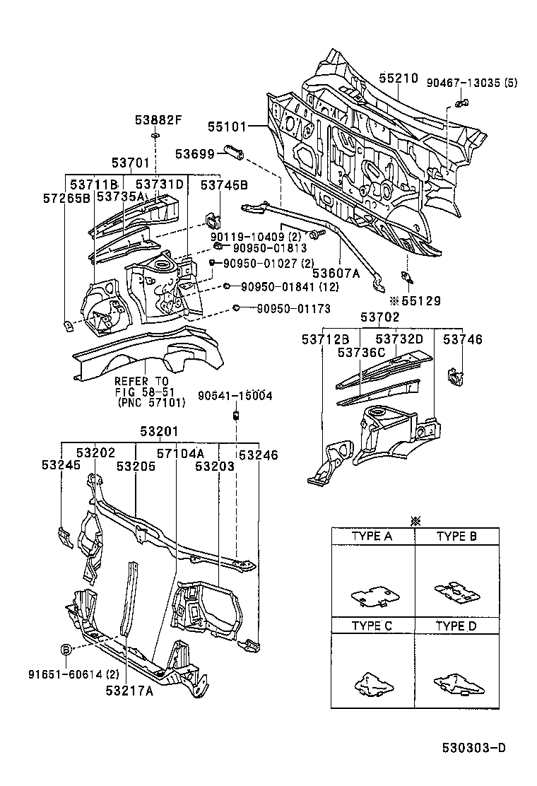  RAV4 |  FRONT FENDER APRON DASH PANEL