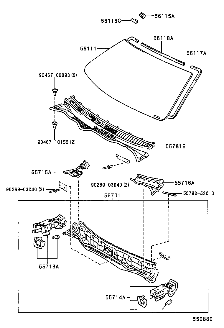  IS200 300 |  COWL PANEL WINDSHIELD GLASS