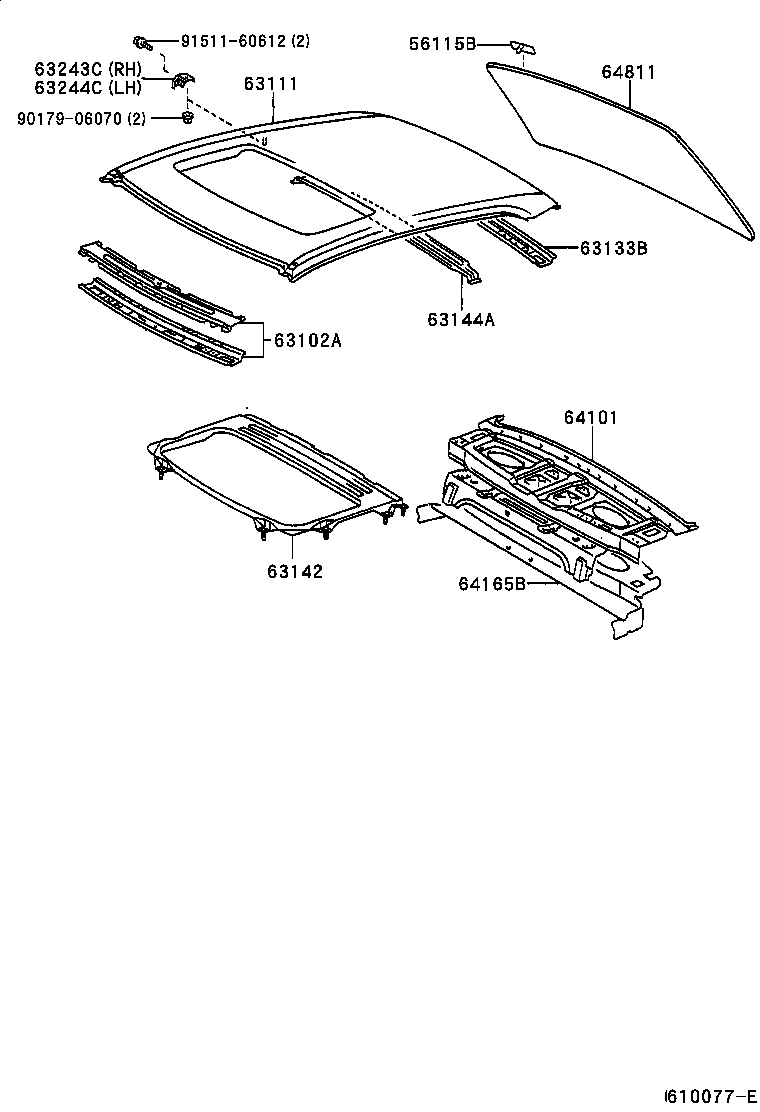  CAMRY |  ROOF PANEL BACK WINDOW GLASS