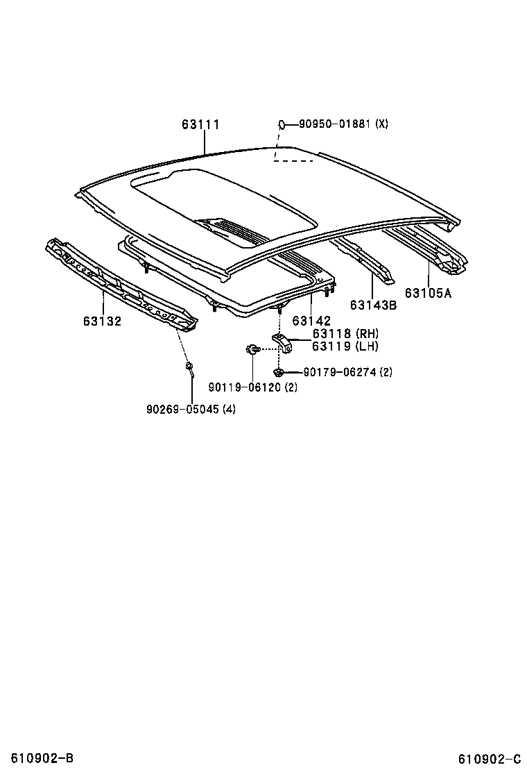  YARIS |  ROOF PANEL BACK WINDOW GLASS