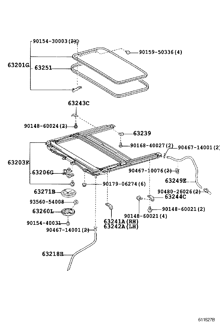  YARIS |  ROOF PANEL BACK WINDOW GLASS