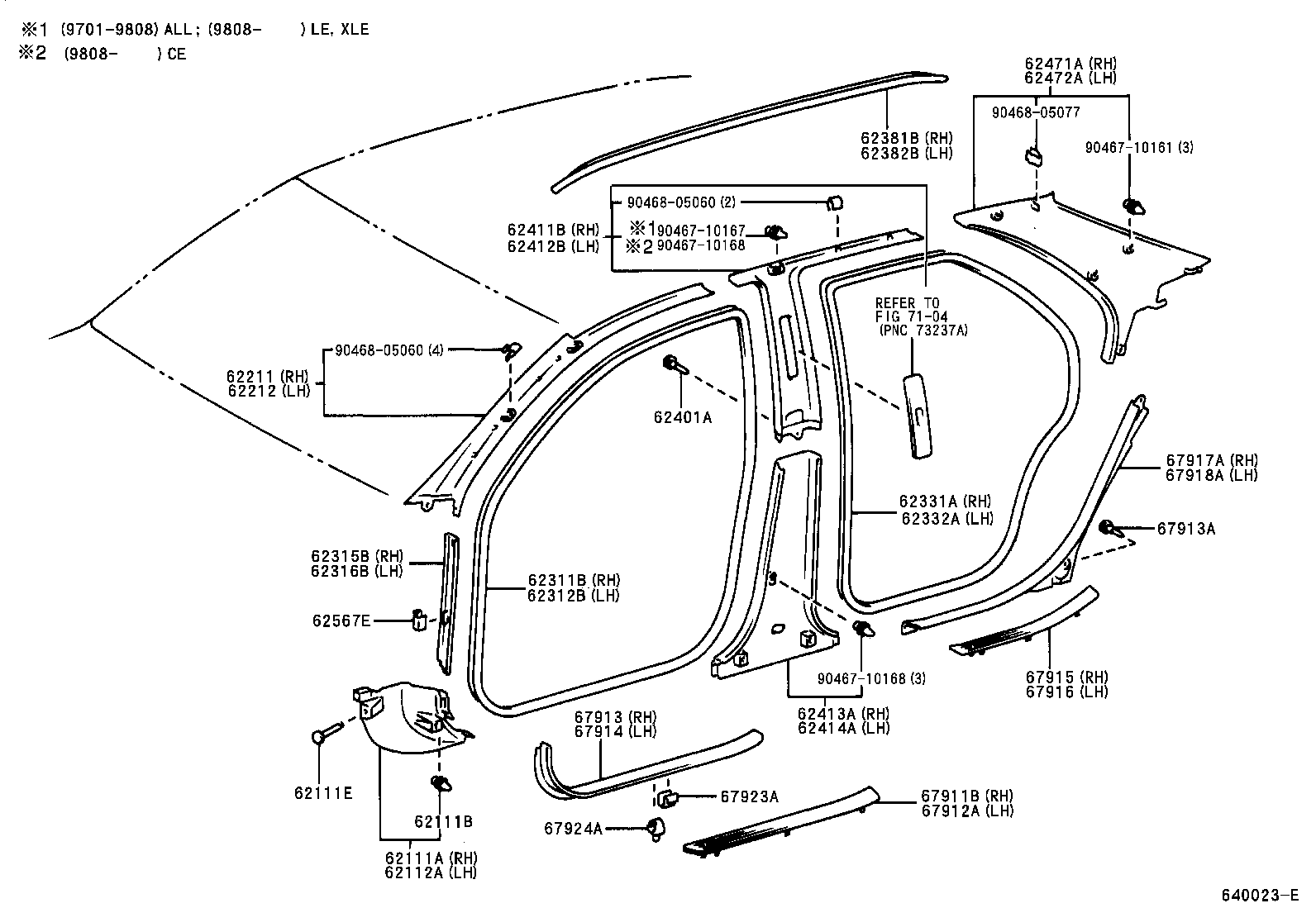 Toyota Camrymcv20l Aepgkw Body Inside Trim Board Door