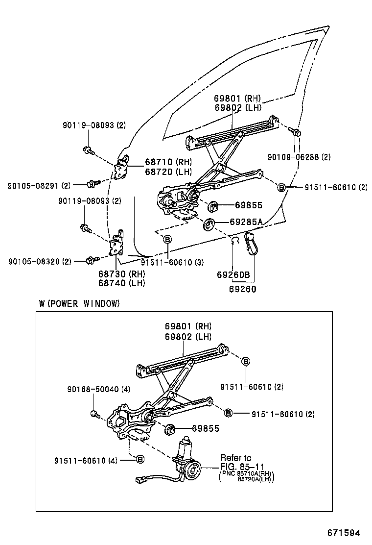  STARLET |  FRONT DOOR WINDOW REGULATOR HINGE