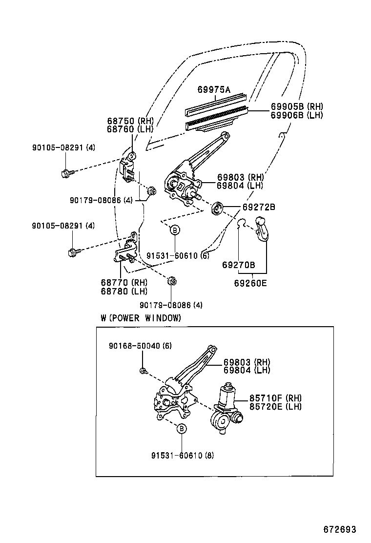  YARIS |  REAR DOOR WINDOW REGULATOR HINGE