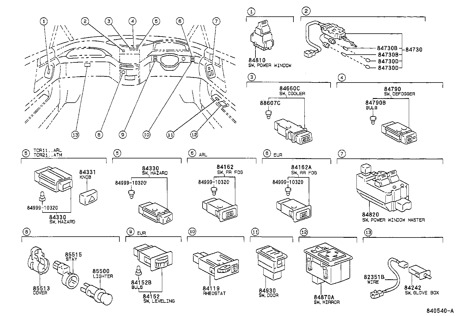 toyota previa relay switch #3