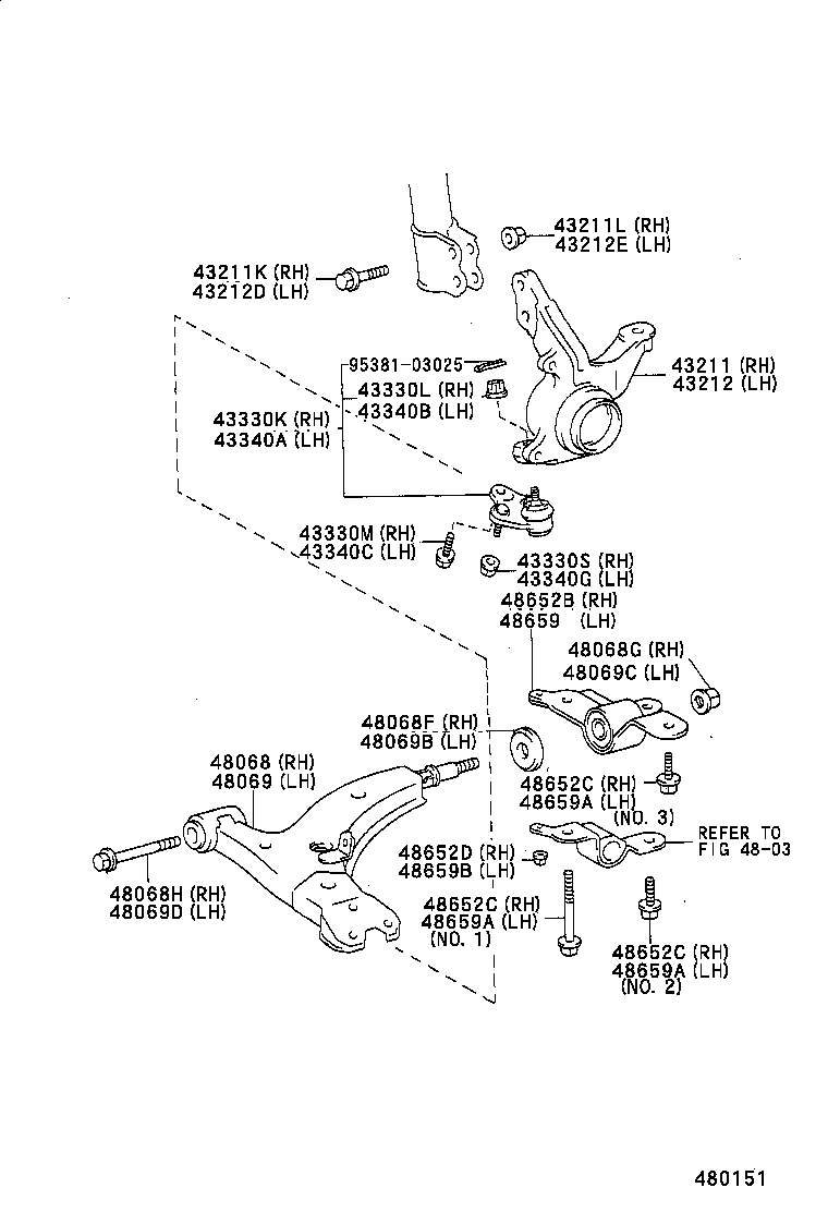  COROLLA |  FRONT AXLE ARM STEERING KNUCKLE