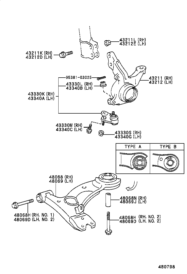  CARINA E |  FRONT AXLE ARM STEERING KNUCKLE