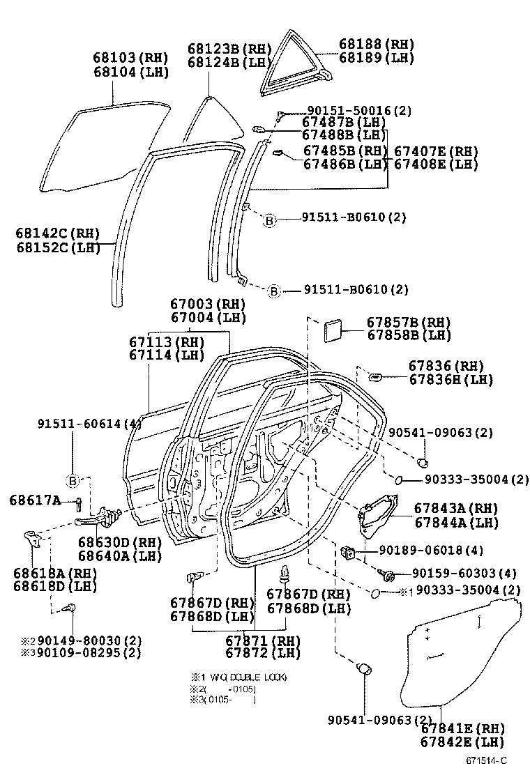  IS200 300 |  REAR DOOR PANEL GLASS