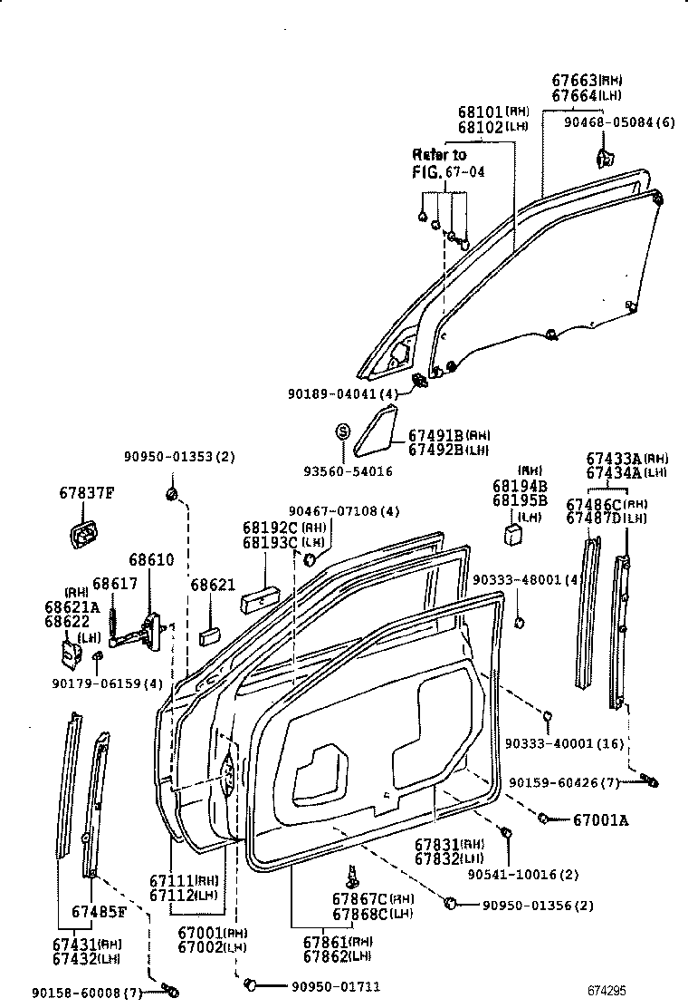  LS400 |  FRONT DOOR PANEL GLASS