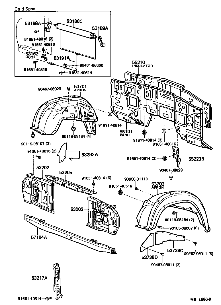  LAND CRUISER 60 |  FRONT FENDER APRON DASH PANEL