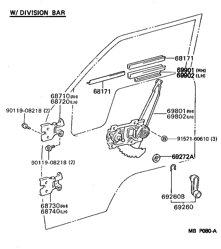  DYNA 100 |  FRONT DOOR WINDOW REGULATOR HINGE