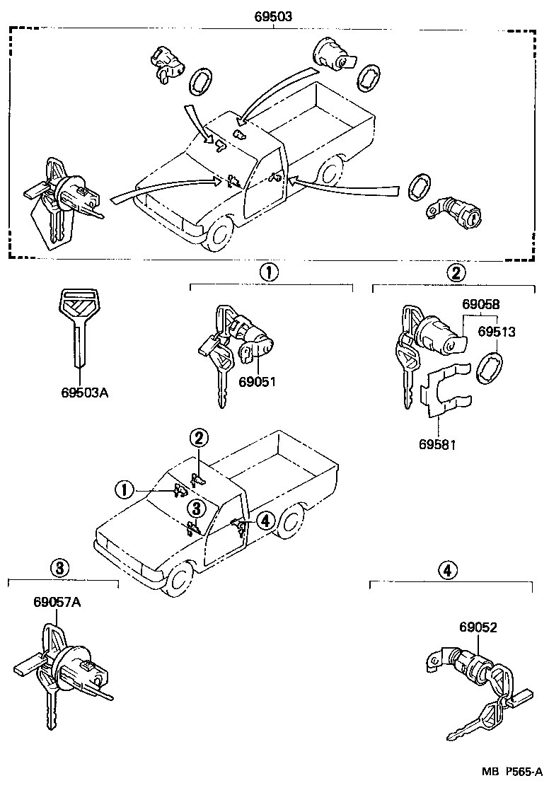  4 RUNNER TRUCK |  LOCK CYLINDER SET