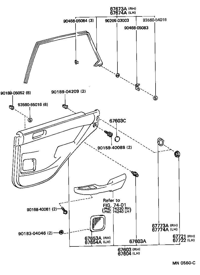  LS400 |  REAR DOOR PANEL GLASS