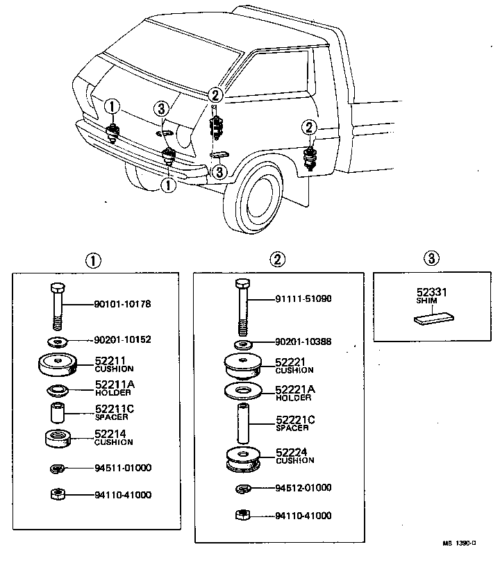  LITEACE |  CAB MOUNTING BODY MOUNTING