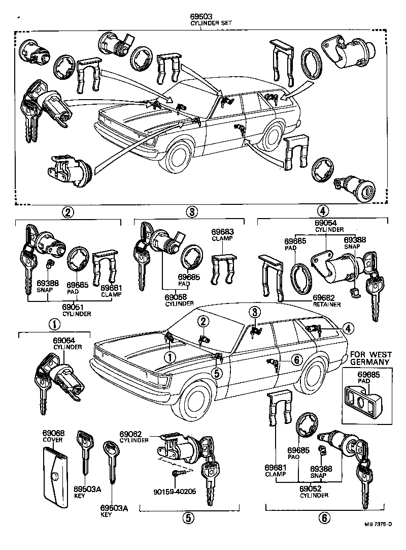  CARINA |  LOCK CYLINDER SET