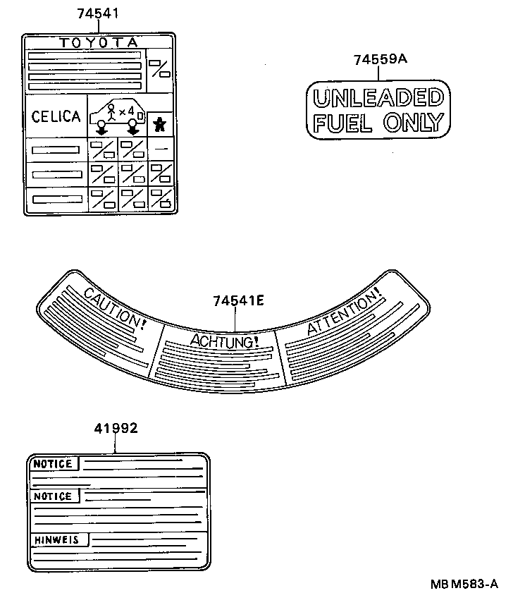  CELICA |  CAUTION PLATE EXTERIOR INTERIOR