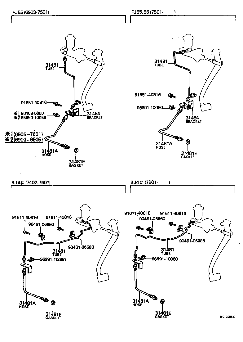  LAND CRUISER 40 50 |  CLUTCH PEDAL FLEXIBLE HOSE