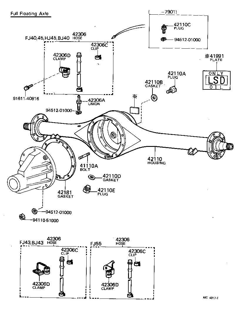  LAND CRUISER 40 50 |  REAR AXLE HOUSING DIFFERENTIAL