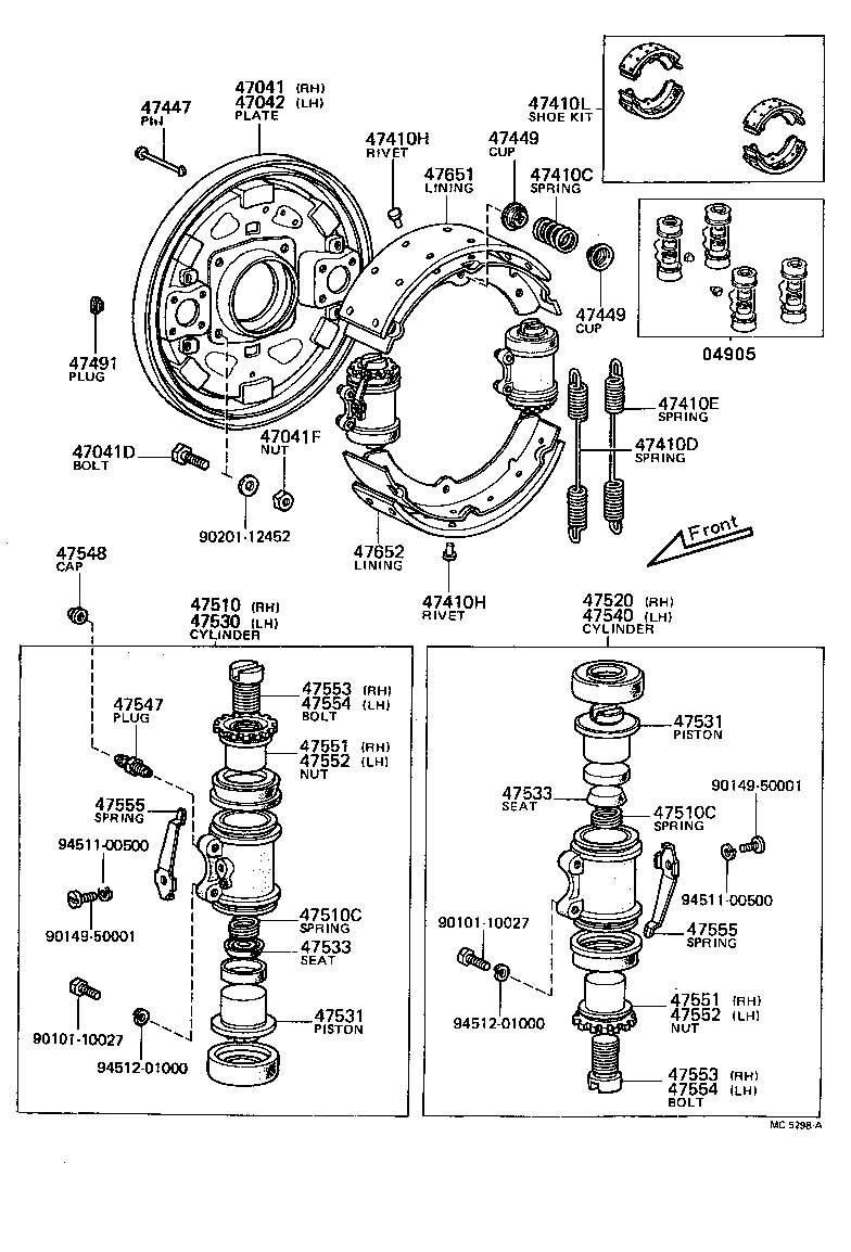  COASTER |  FRONT DRUM BRAKE WHEEL CYLINDER BACKING PLATE