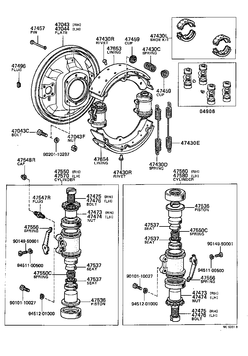  COASTER |  REAR DRUM BRAKE WHEEL CYLINDER BACKING PLATE