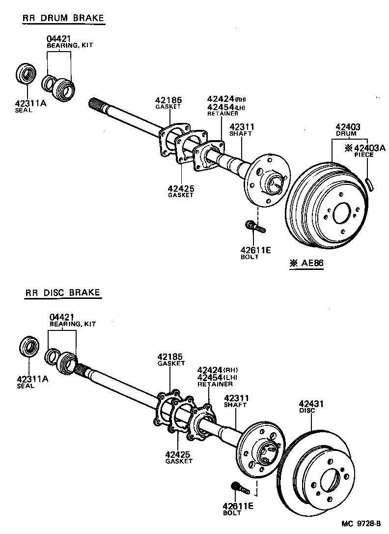  COROLLA COUPE |  REAR AXLE SHAFT HUB