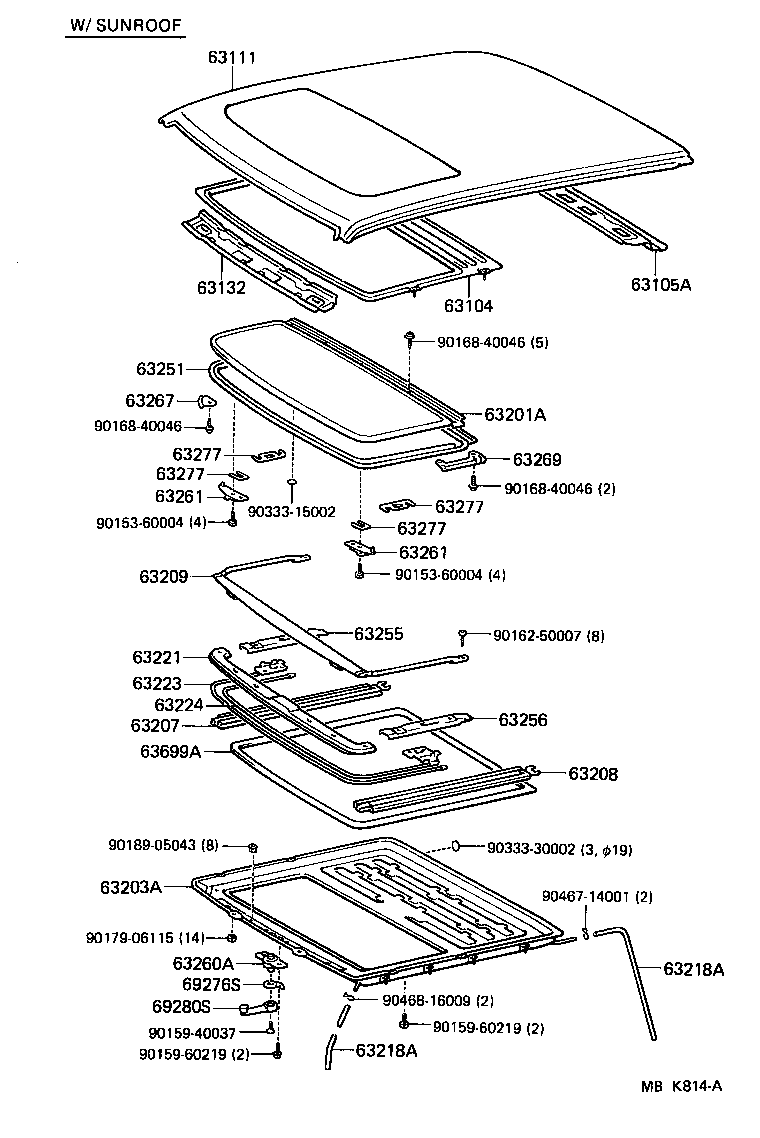  TERCEL |  ROOF PANEL BACK WINDOW GLASS