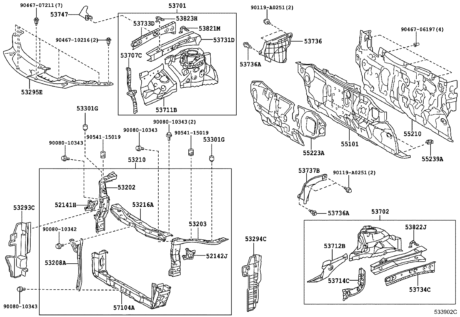  AVALON |  FRONT FENDER APRON DASH PANEL