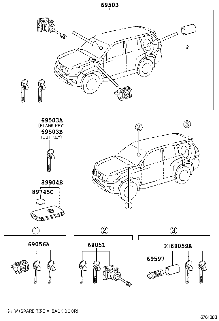  LAND CRUISER PRADO |  LOCK CYLINDER SET