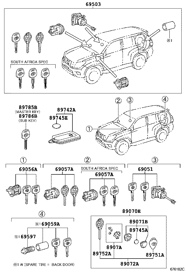  LAND CRUISER PRADO |  LOCK CYLINDER SET