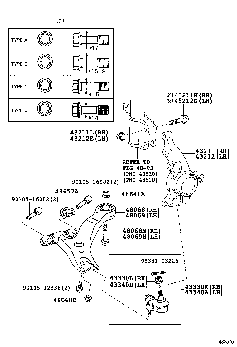  CAMRY HYBRID ASIA |  FRONT AXLE ARM STEERING KNUCKLE