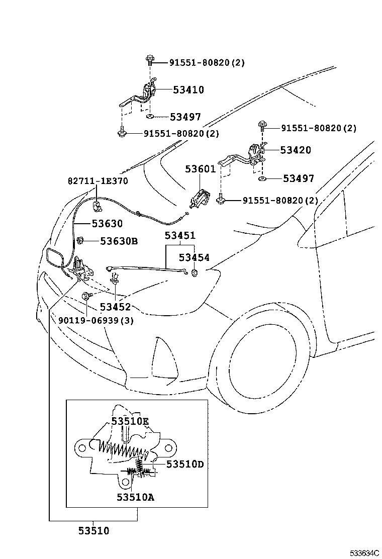  PRIUS C |  HOOD LOCK HINGE