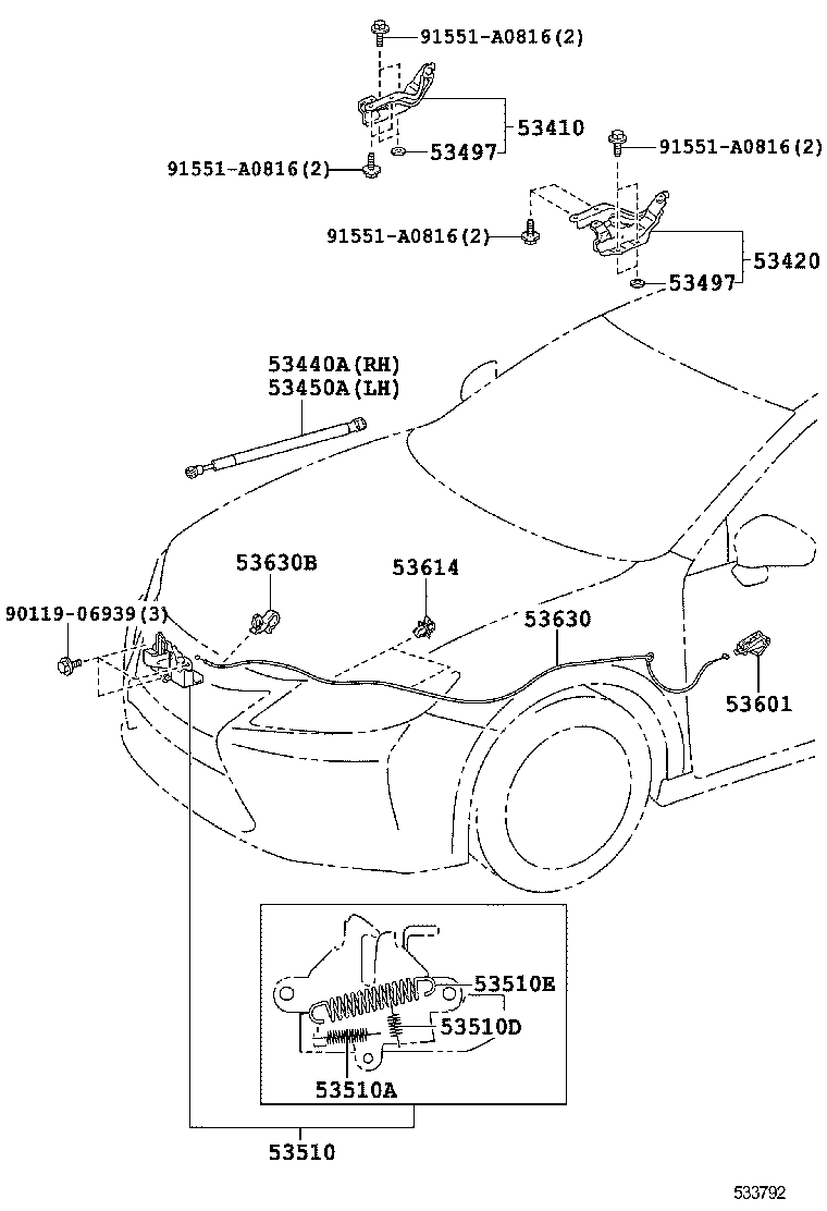  ES250 350 300H |  HOOD LOCK HINGE