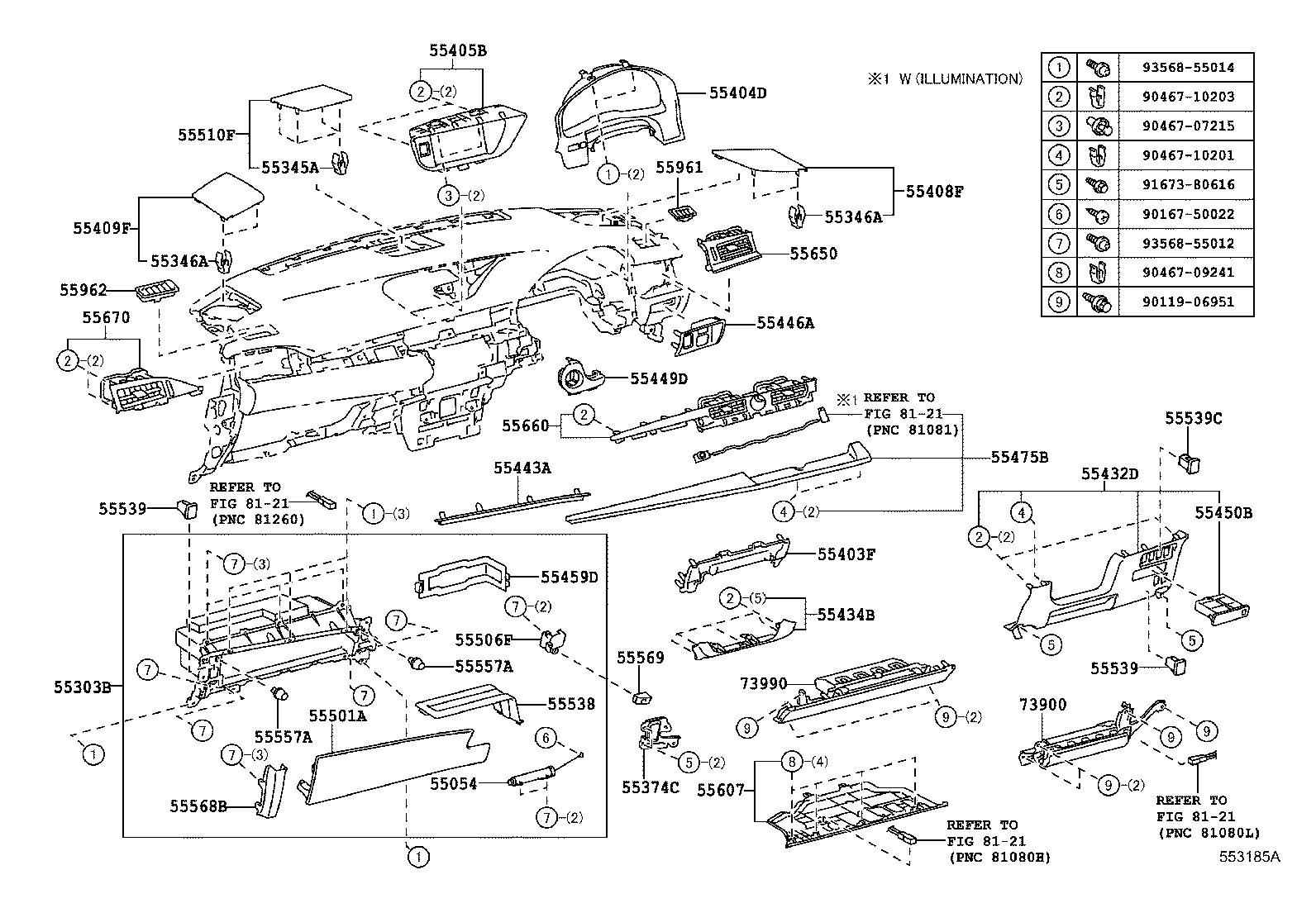  ES250 350 300H |  INSTRUMENT PANEL GLOVE COMPARTMENT