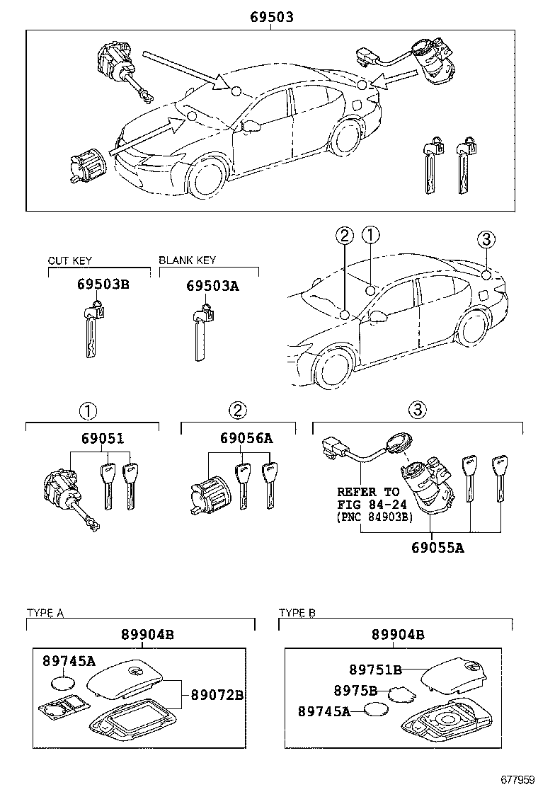  ES250 350 300H |  LOCK CYLINDER SET