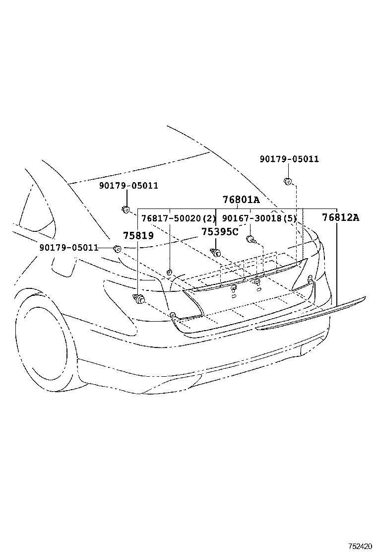  LS460 460L |  REAR MOULDING